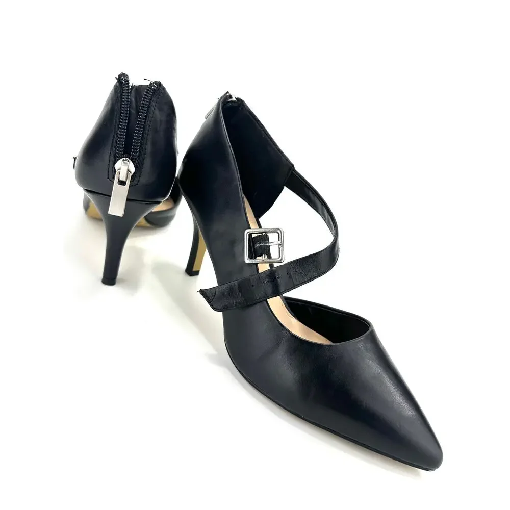 Bella Vita D'Orsay Pump Size 7.5WW Black Leather Stiletto Heel Padded Adjustable